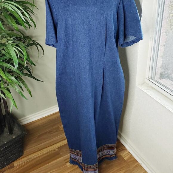 Vintage Stonebridge Denim Maxi Dress size 16 - Picture 1 of 10
